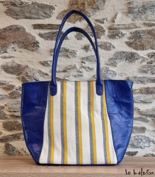 Sac ethnique en cuir et coton tissé