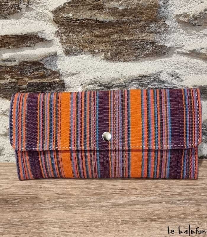 Pochette ethnique en tissu et cuir
