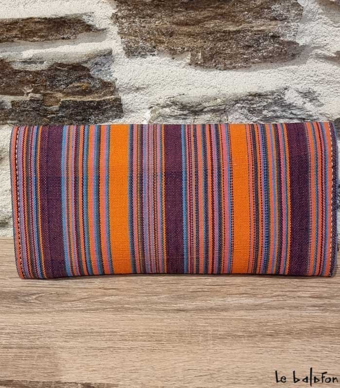 Pochette ethnique en tissu et cuir