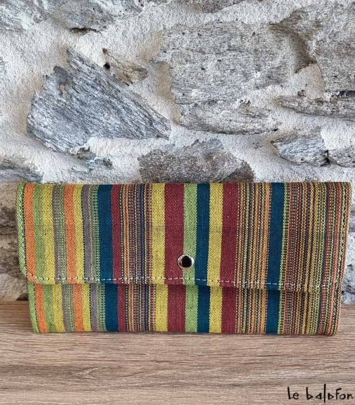 Pochette ethnique en tissu et cuir