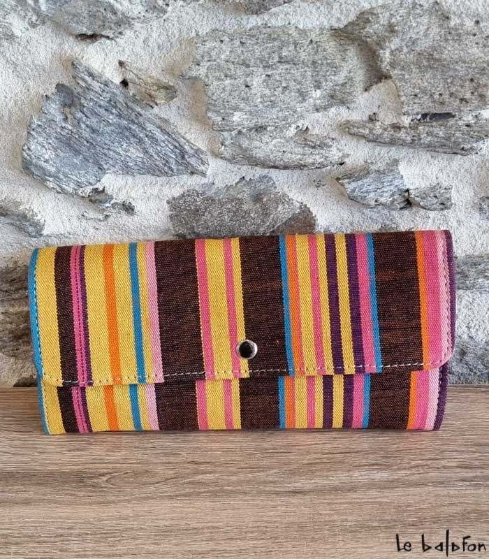 Pochette ethnique en tissu et cuir