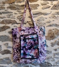 Tote bag pliable tie and dye violet